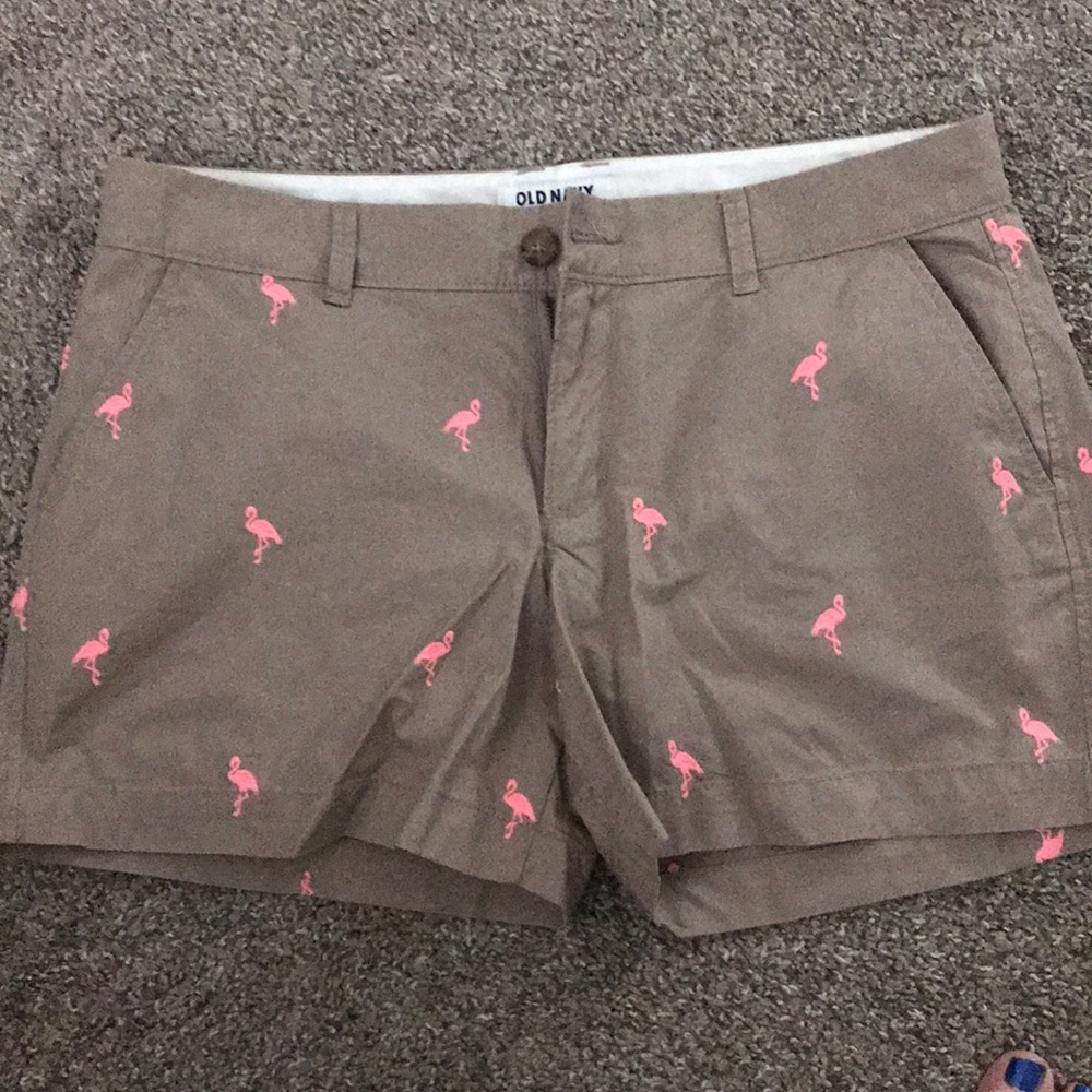 Flamingo embroidered shorts